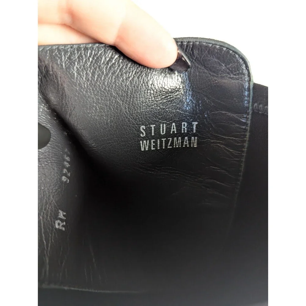 Stuart Weitzman Gray And Black 5050 Suede Knee‎ Boots Size 7.5M Stretch Low Heel